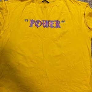 gold “power” graphic tee